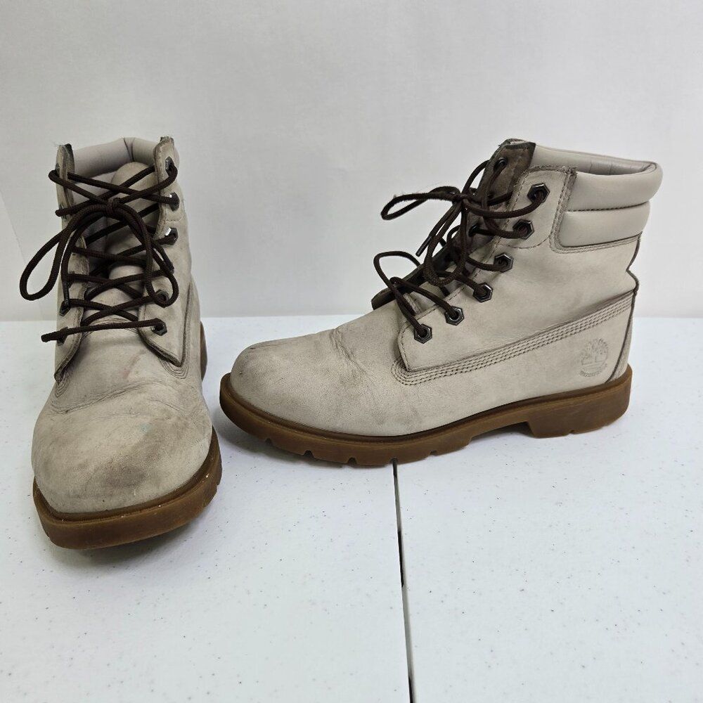 Timberland Womens Linden Woods Boots 9.5 reBOTL Light Taupe Gray Combat Hiking